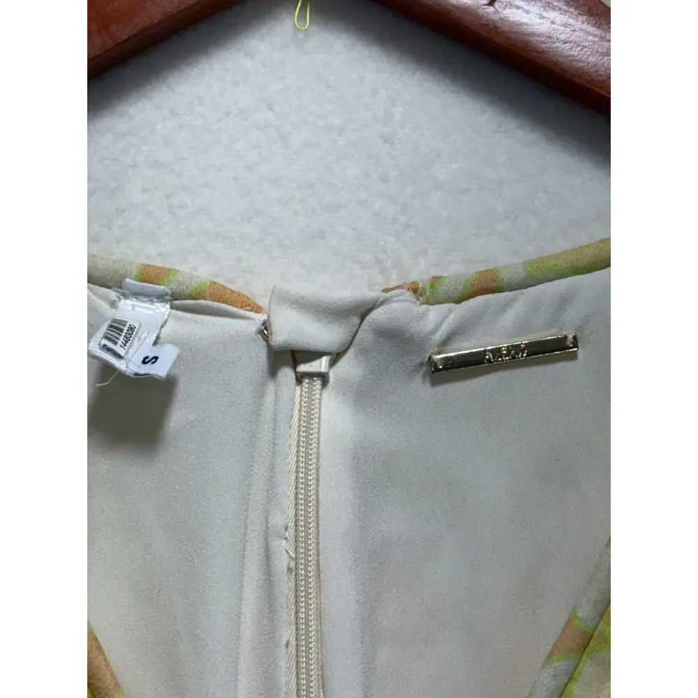 ALEXIS Capri Short Mini Dress Yellow Abstract Print 3/4 Sleeve, Size S, Rt. $598 - Picture 6 of 13